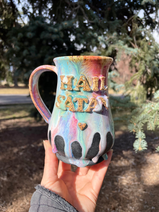 Hail Satan Mug: Black Rainbow Edition